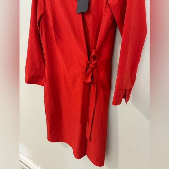 NWT Betabrand Red Umoreil Faux Wrap Tie Waist 3/4 Sleeve Dress - Picture 6 of 6